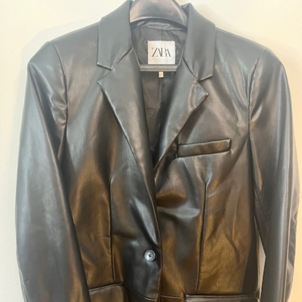 Zara Faux Leather Blazer